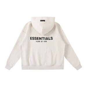 Fear of God Essentials Light Grey Hooded Sweatshirt, Loose Fit Basic Hoodie